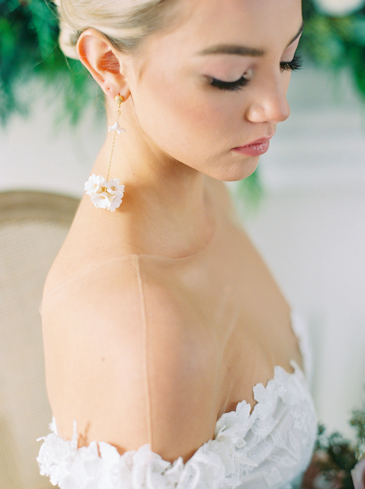 Joanna Bisley Designs white floral bridal earrings