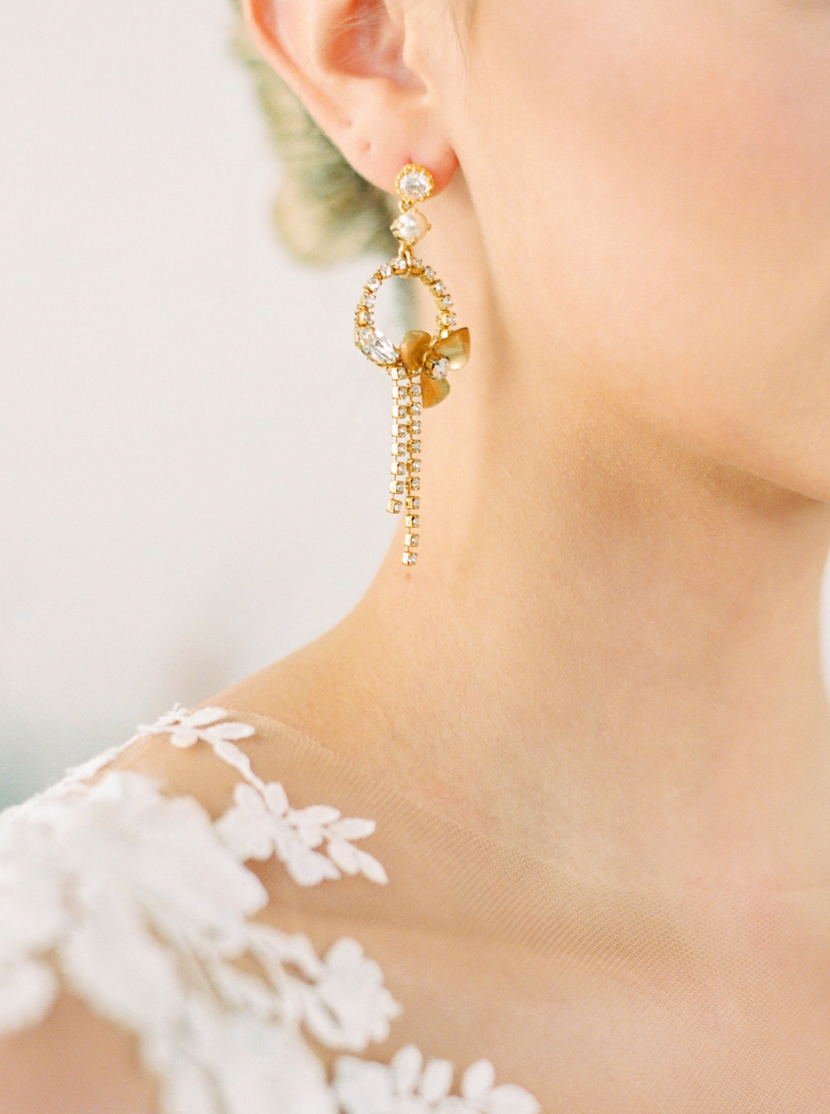 Gold bridal earrings by Joanna Bisley Design
