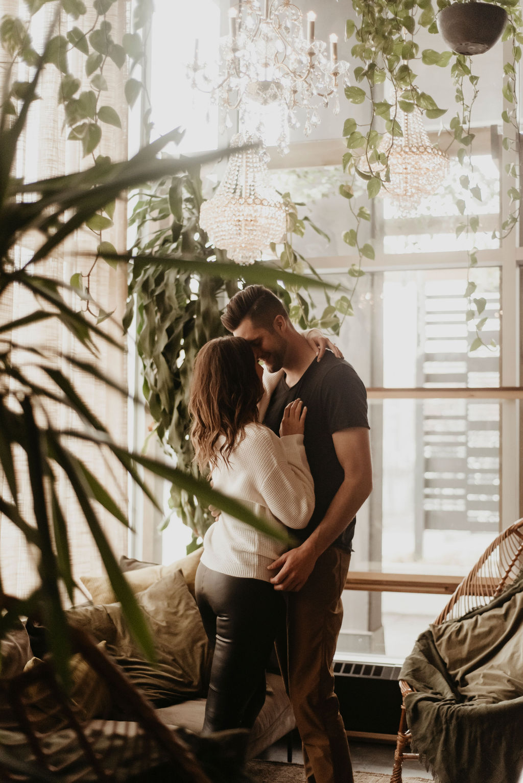 Plant inspired engagement session at the botanical Orchard restaurant