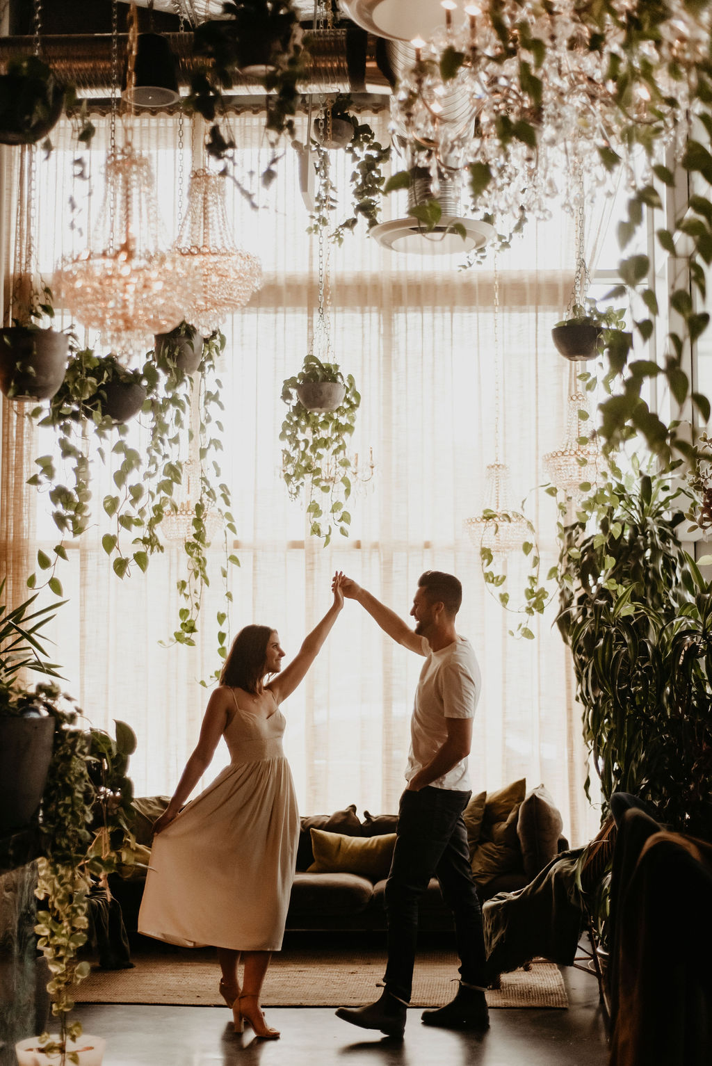 Botanical inspired engagement session at the Orchard restaurant