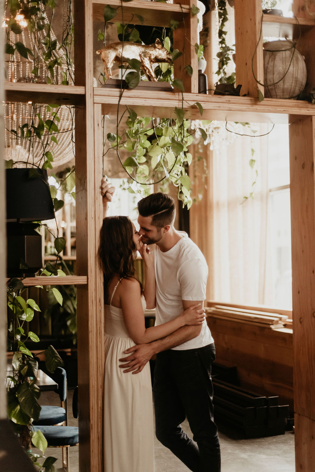 Earthy and botanical engagement session inspiration for downtown folks