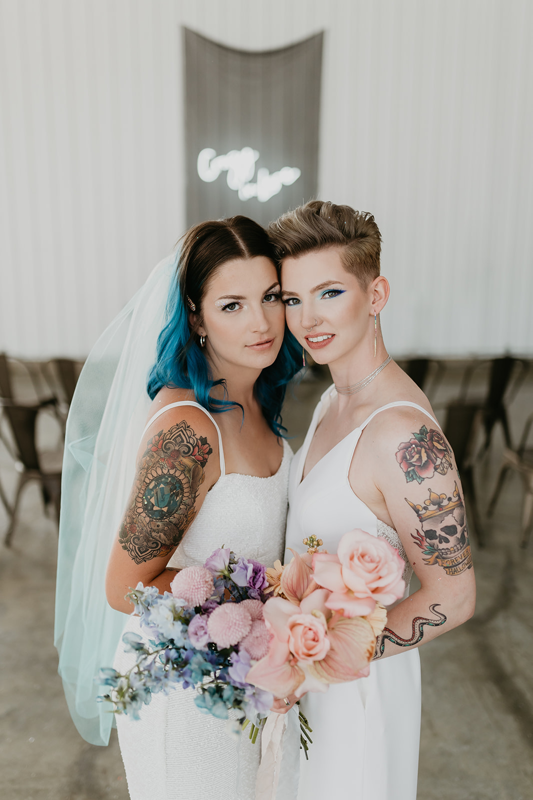 Rocker inspired hair and makeup for brides on their wedding day