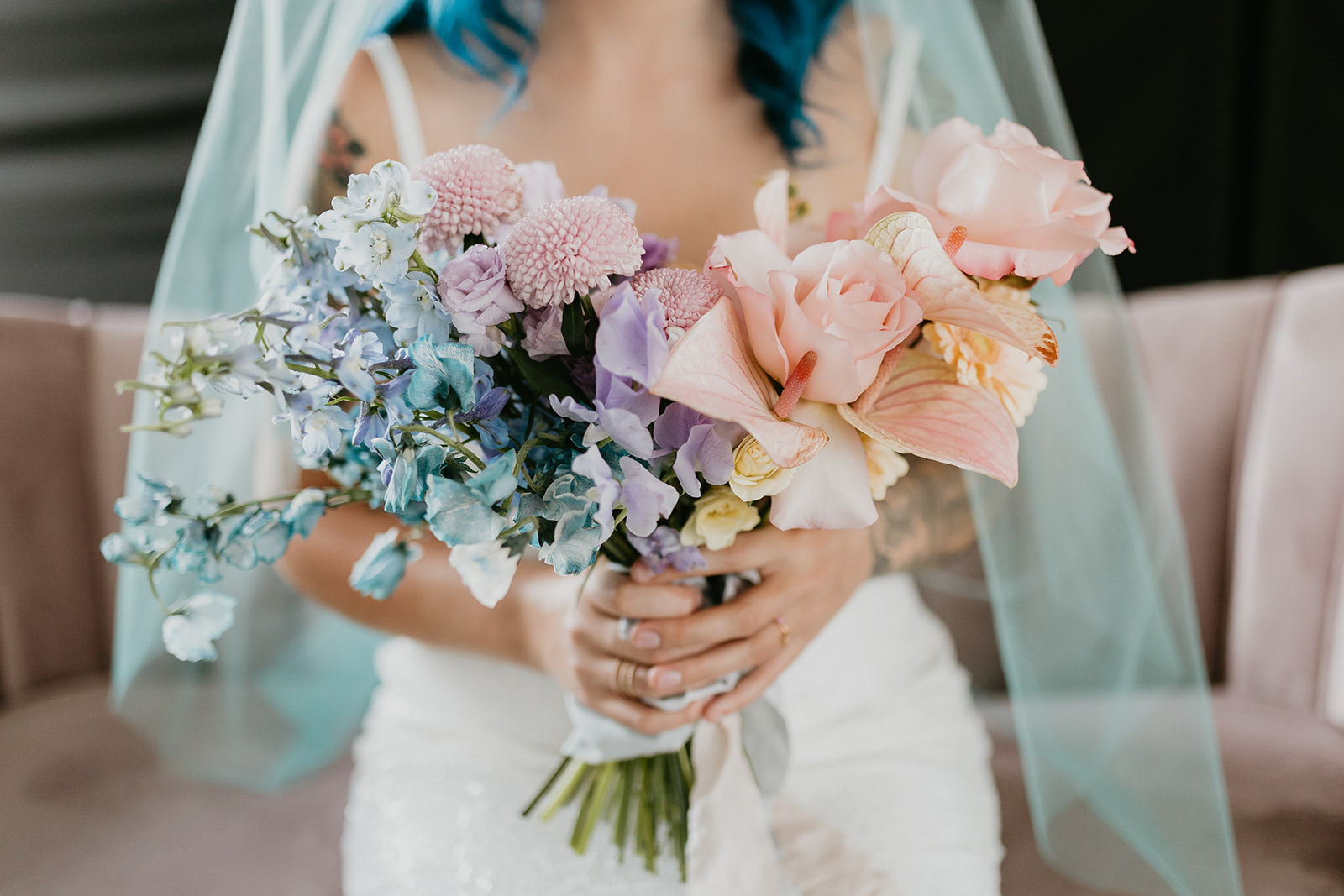 Holographic inspired wedding bouquet