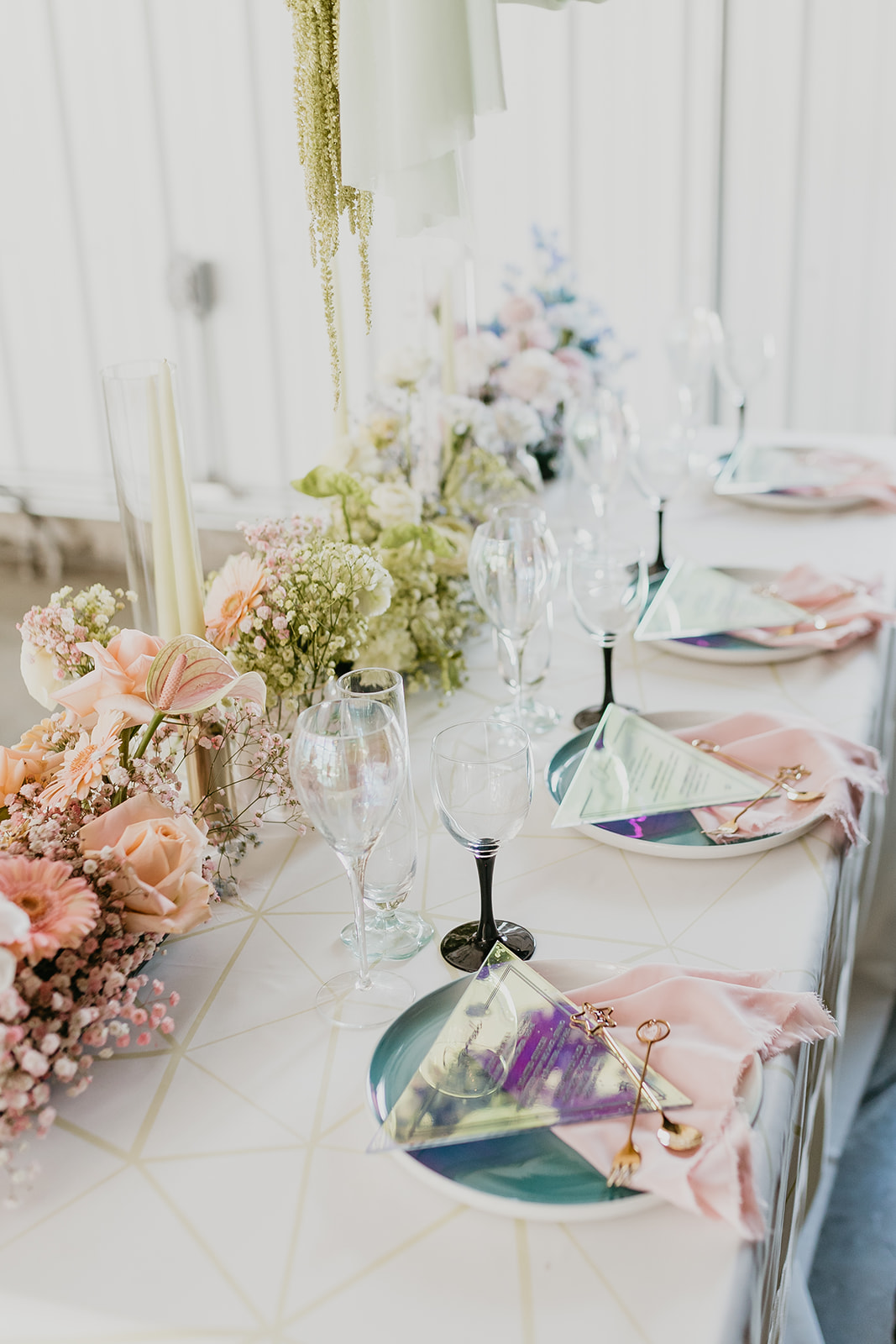 Holographic wedding inspiration for the rocker couple who loves colour on their wedding day