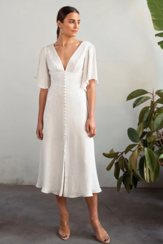 Alexandra Grecco little white dress with flutter sleeves