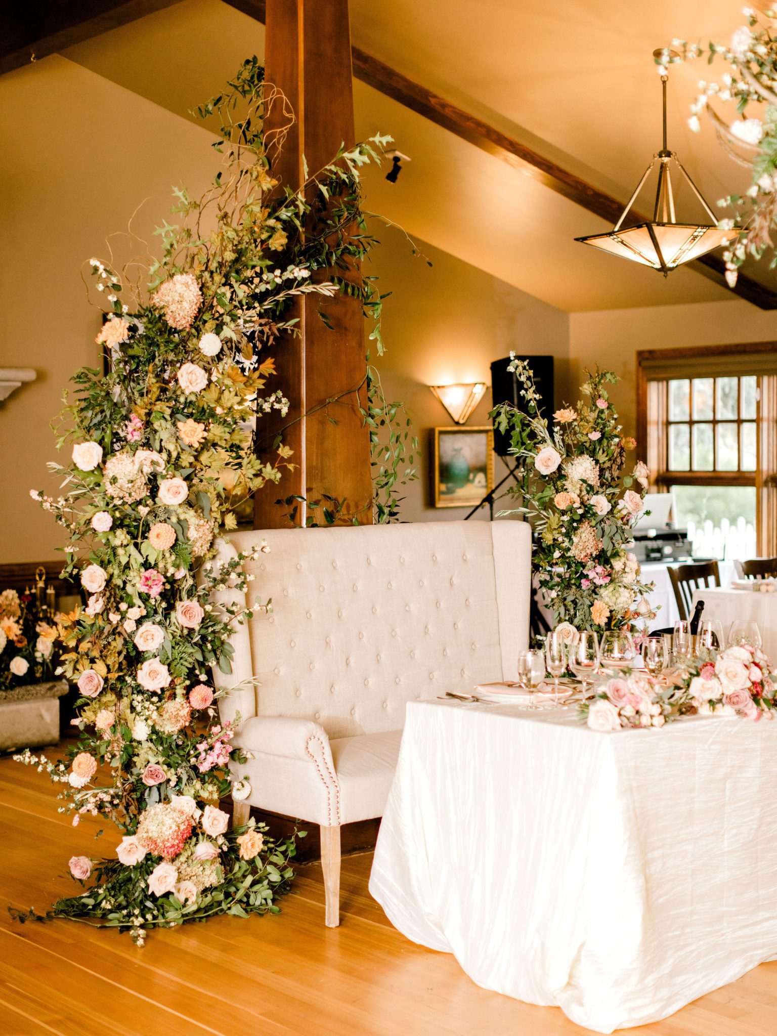 Lavish sweetheart table decor inspiration with stunning florals
