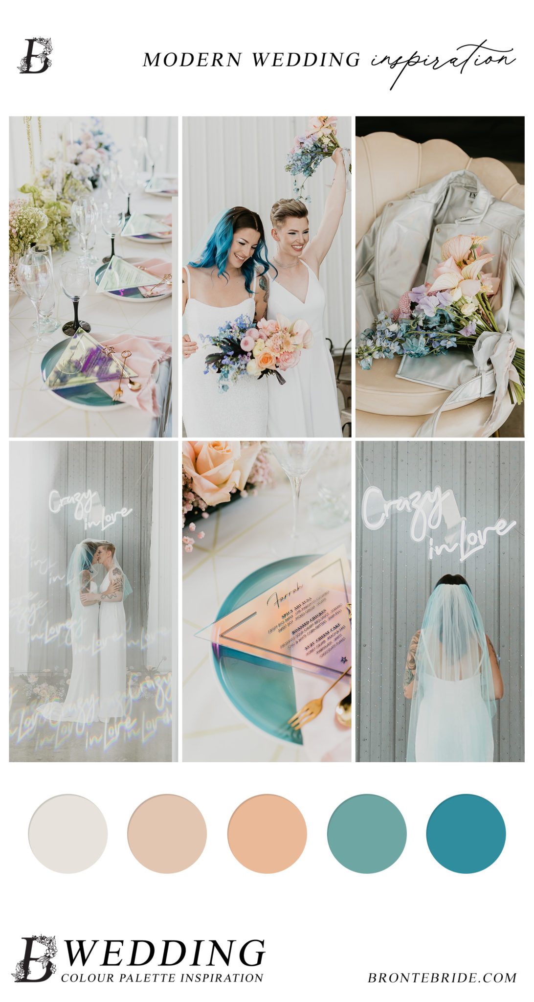 Modern Wedding Colour Palette Inspiration - Holographic Edgy Wedding Inspiration