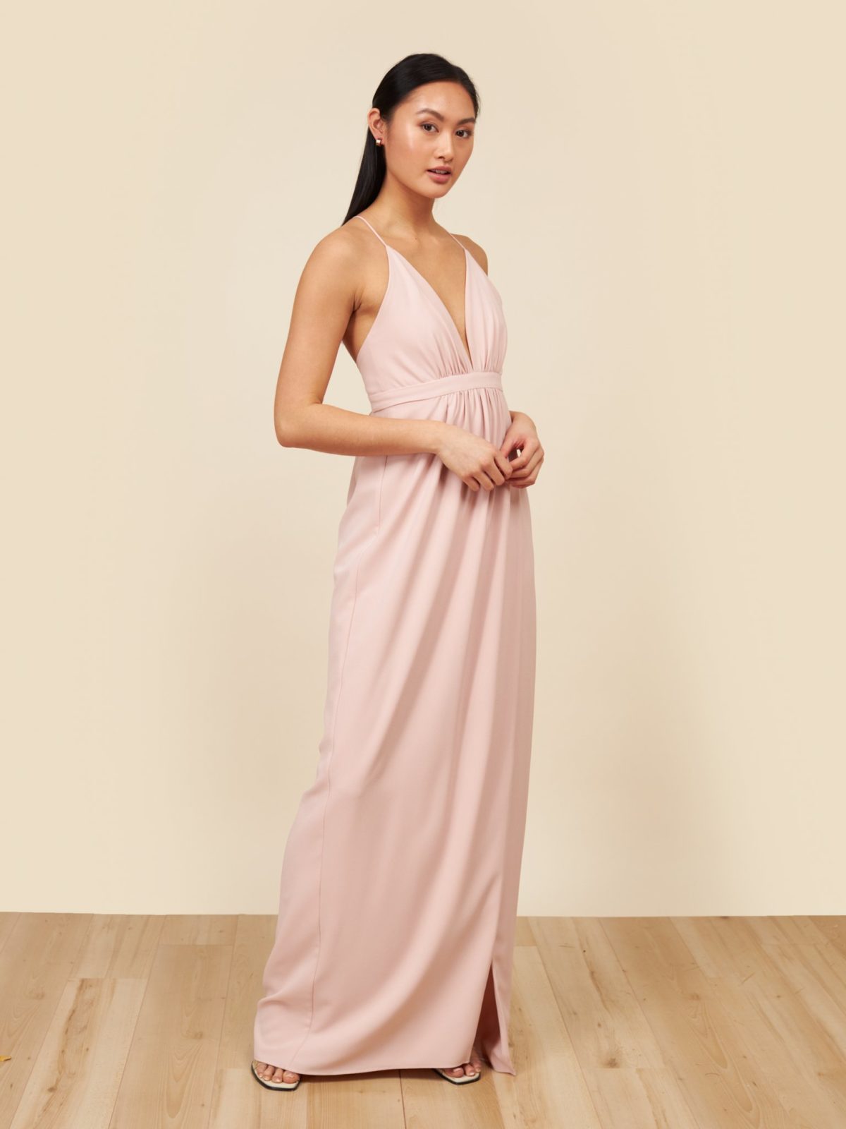 Pastel bridesmaids dresses: pink Park & Fifth Co bridesmaid dress for a spring wedding