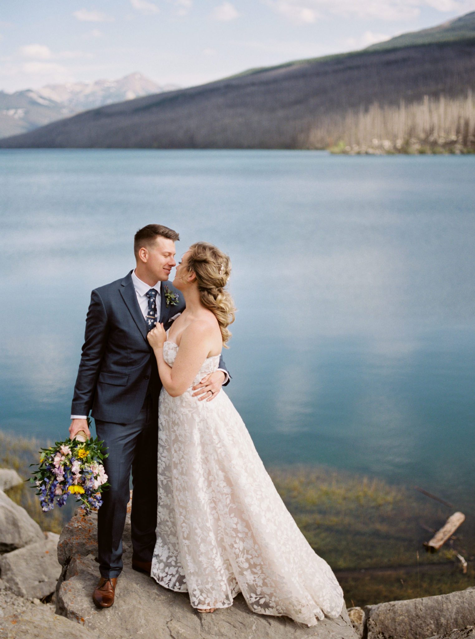 Intimate elopement at Medicine Lake in Jasper National Park