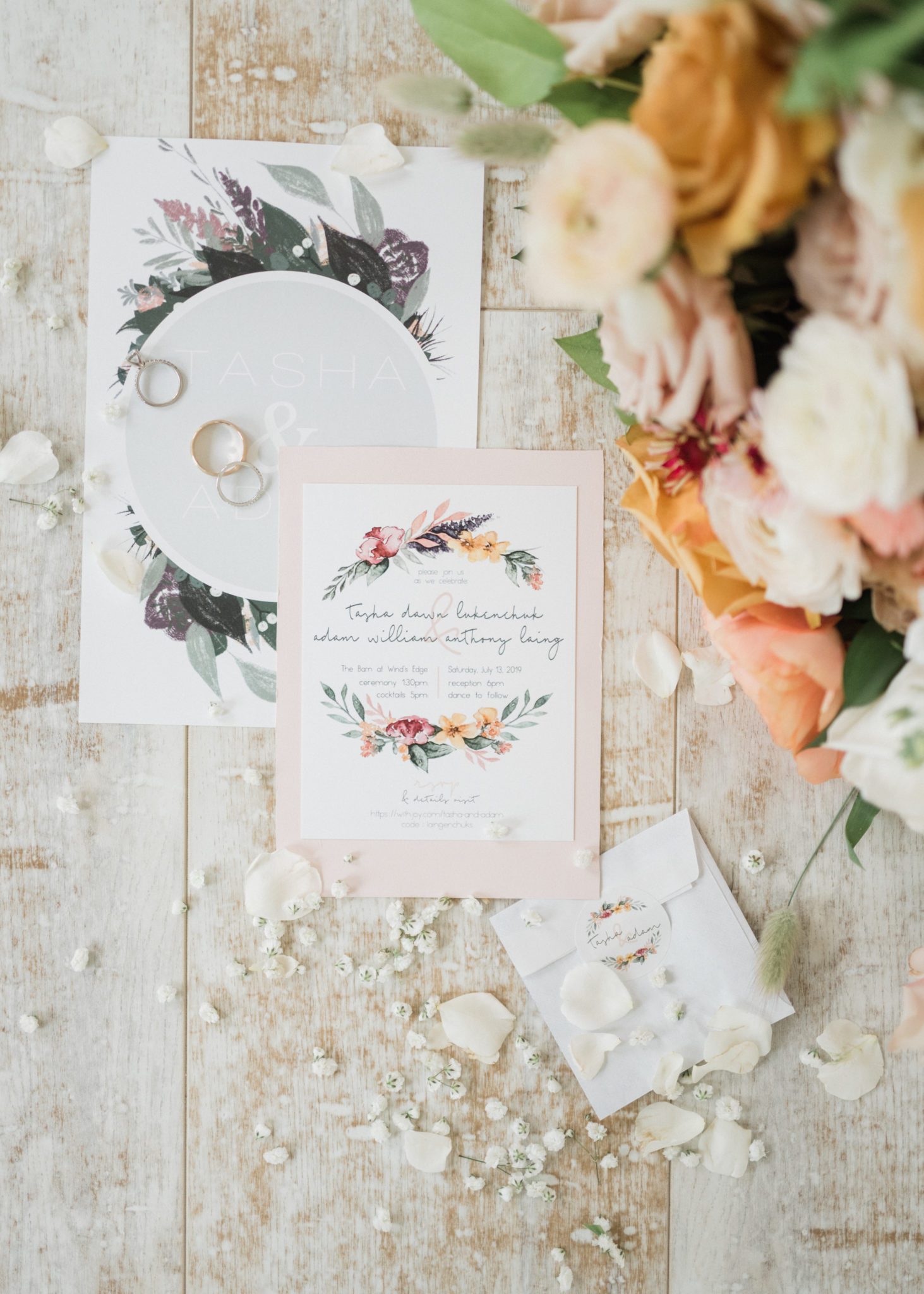 Romantic wedding stationery and wedding day details