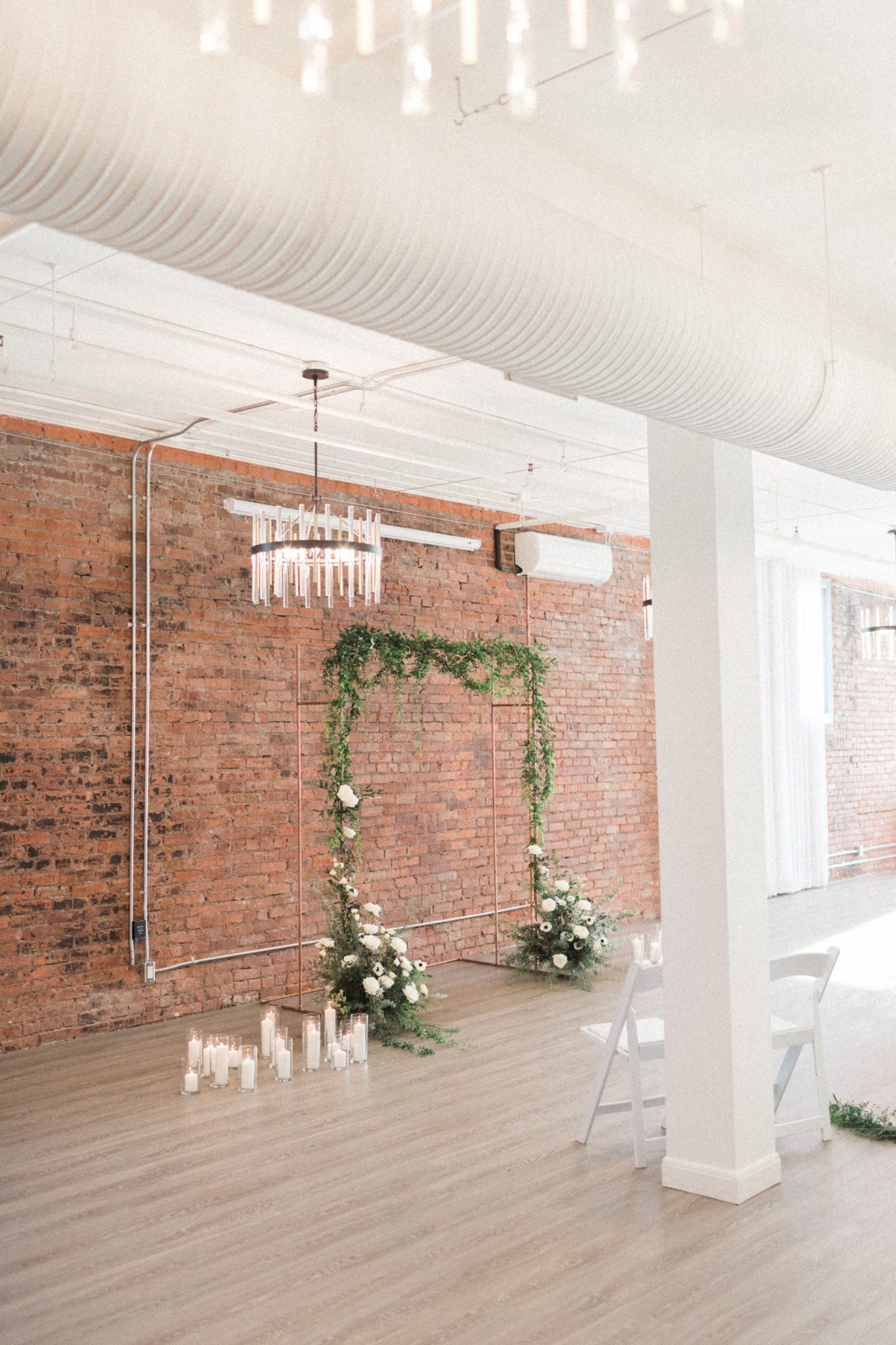 Monochromatic wedding inspiration with greenery at Venue 308 in downtown Calgary Alberta