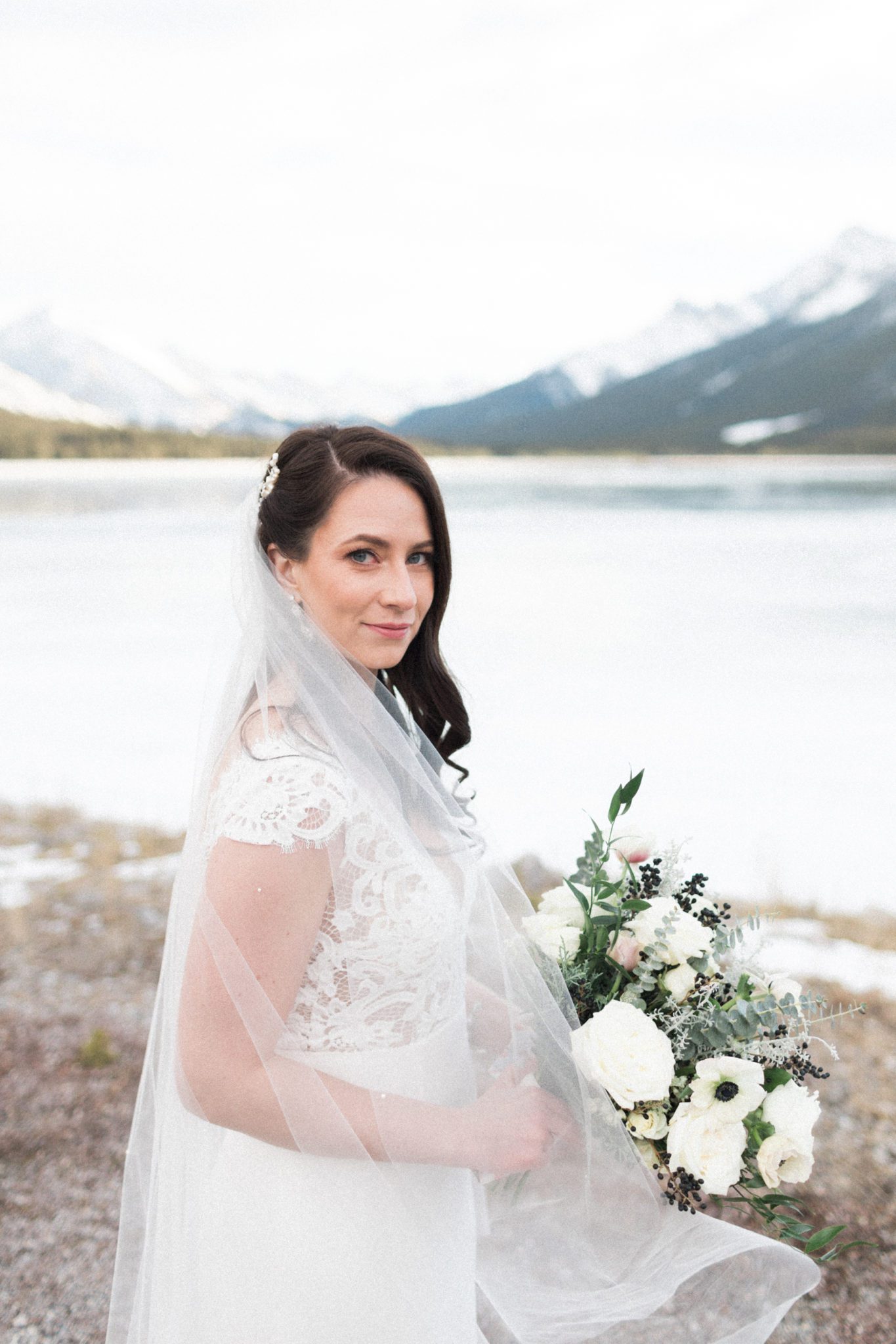 Bridal portrait in the Canadian Rocky Mountains
