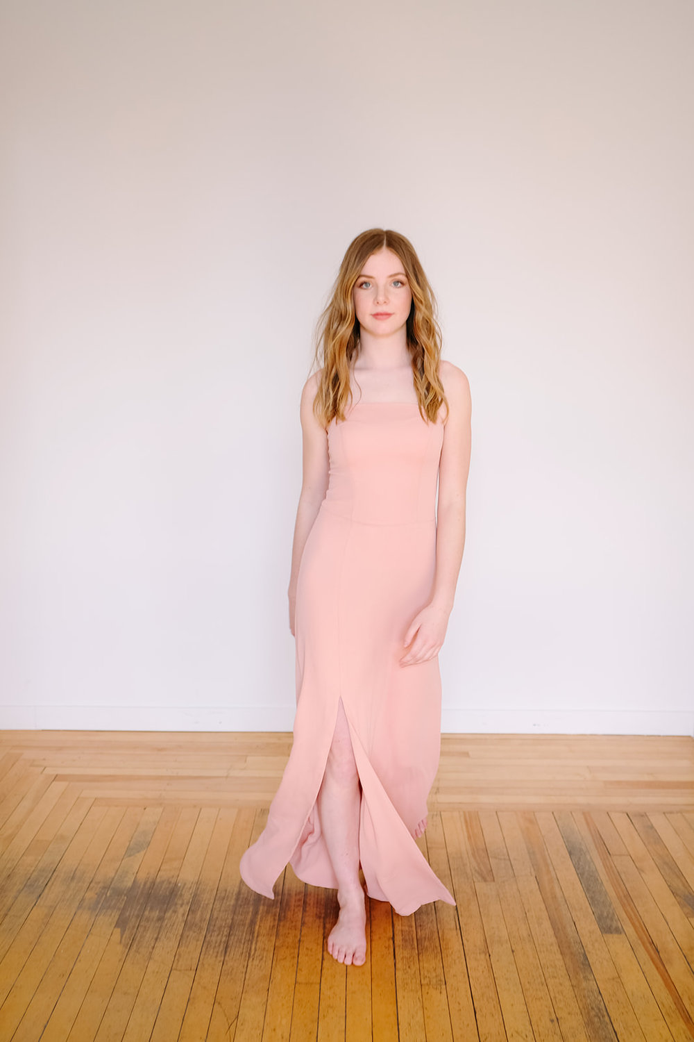 Custom made peach bridesmaid dress from Maide the Label