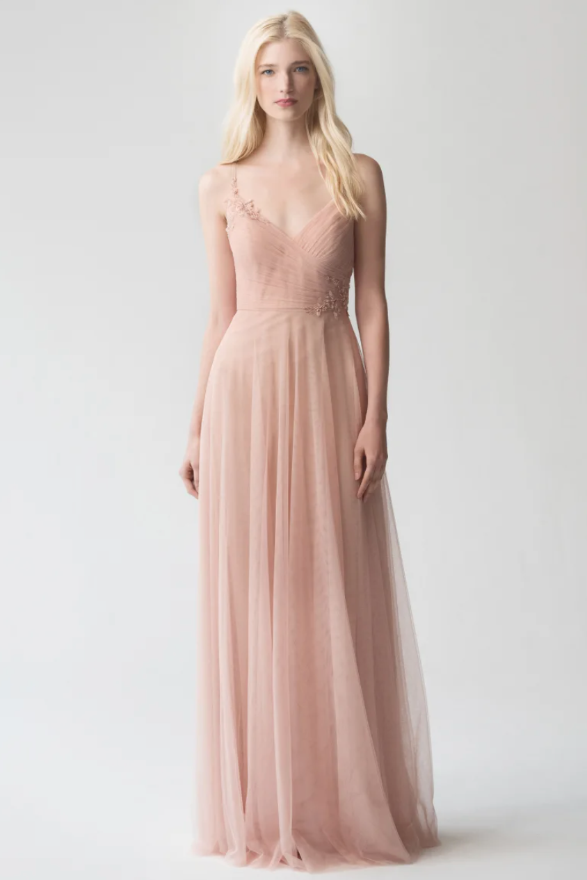 Peach tulle bridesmaid dress from Jenny Yoo