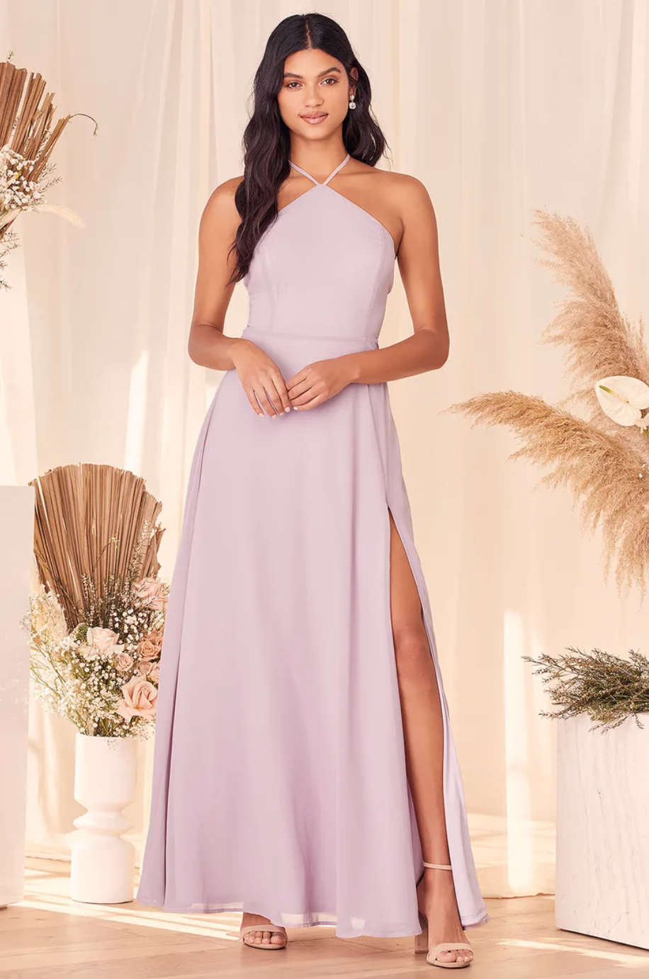 Lilac pastel bridesmaid dress