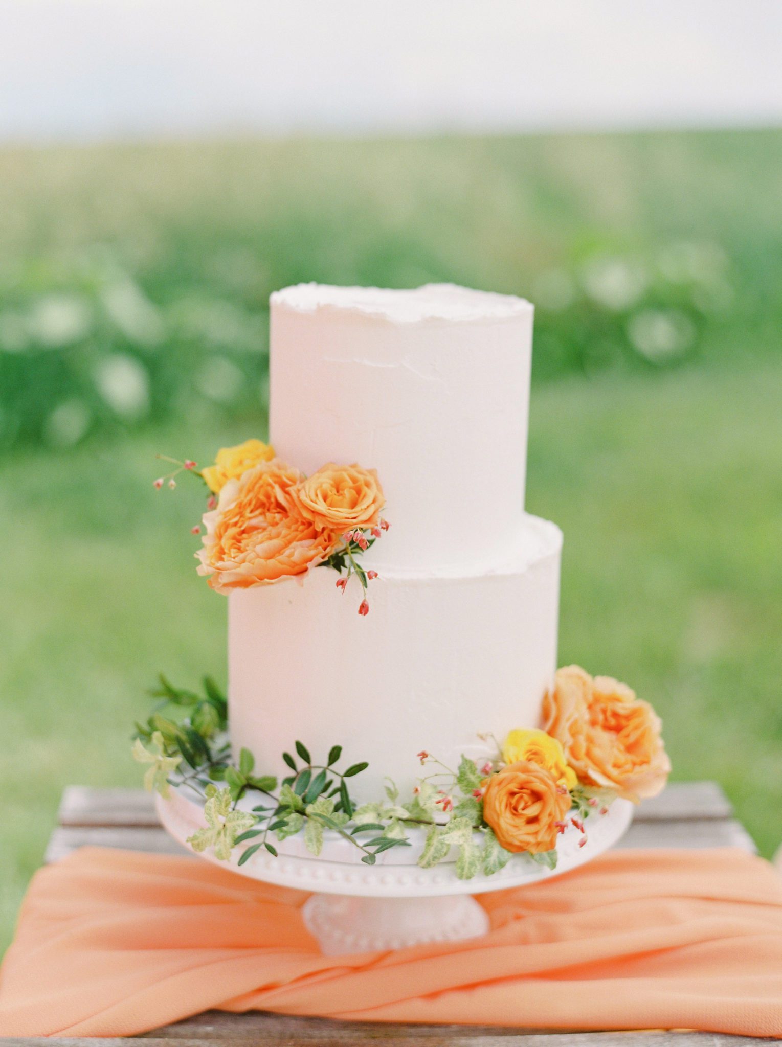 Wedding Cake with orange flowers