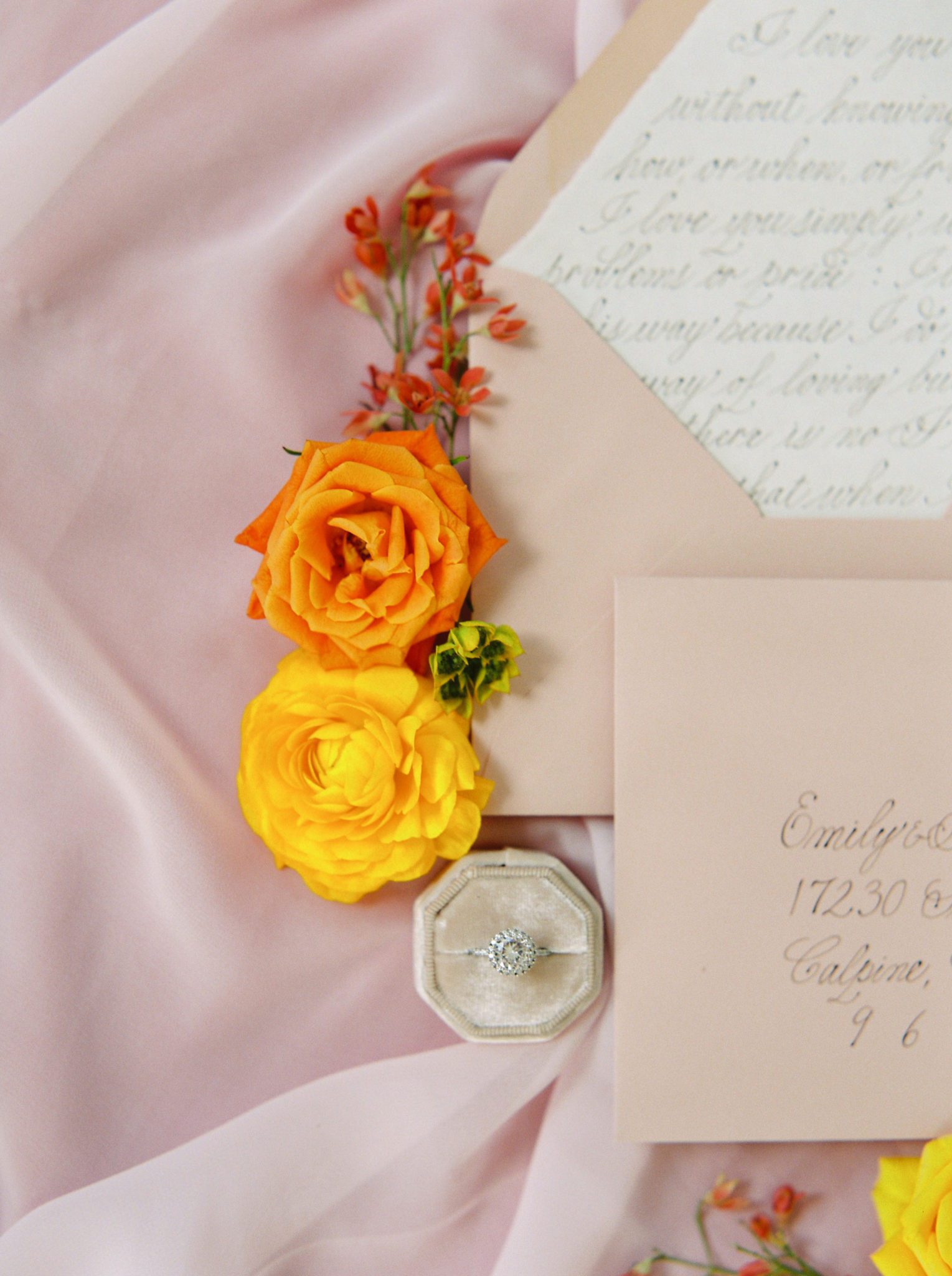 Wedding Invites with Calligraphy Envelope Liner