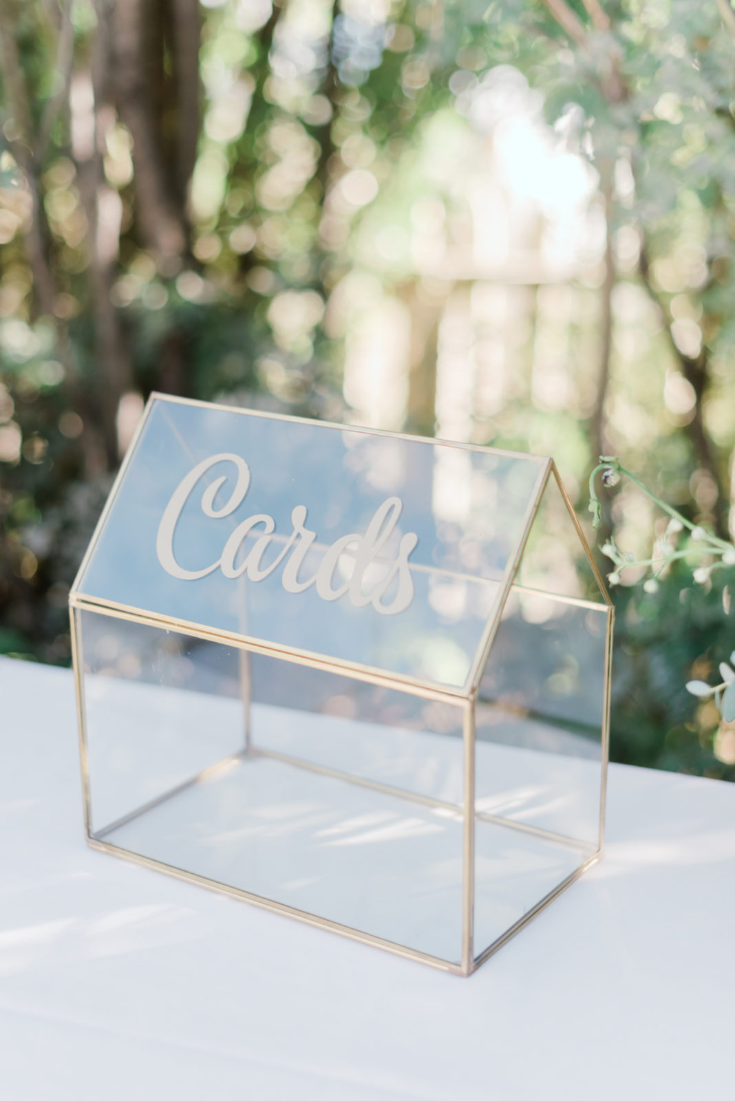 Gold and glass card box for your wedding reception