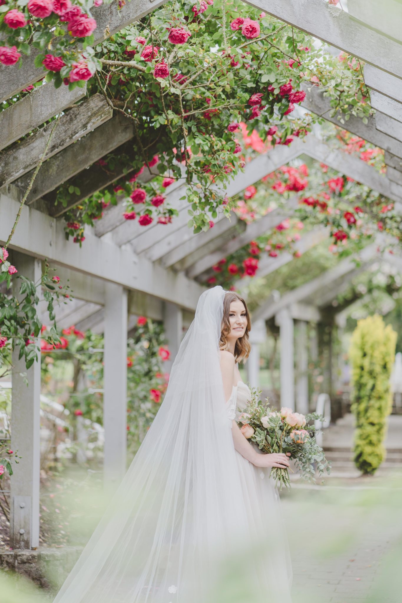 Enchanted Rose Garden Portraits in this Stanley Park Elopement Inspired by Taylor Swift Featured by Brontë Bride