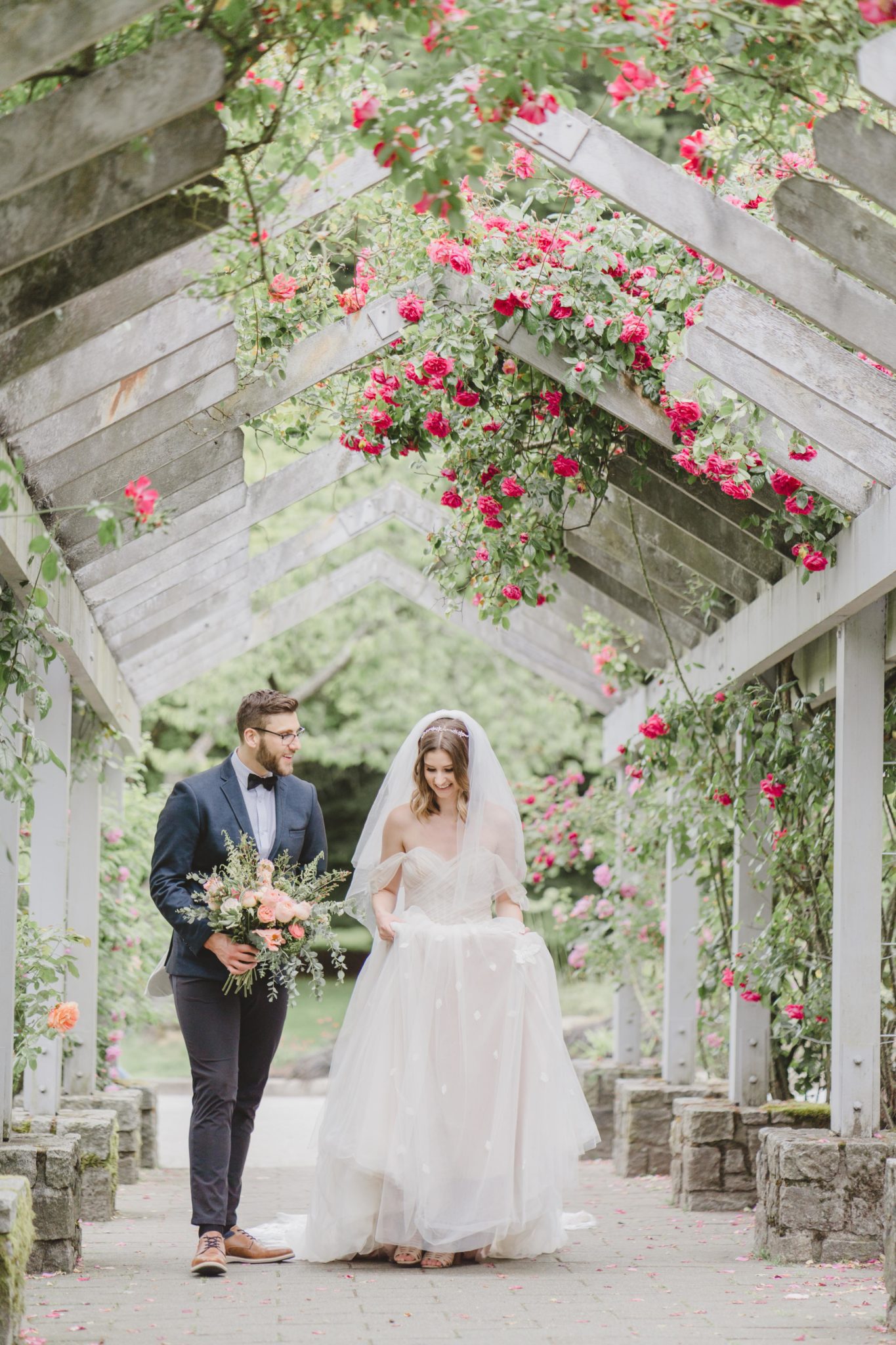 Enchanted Rose Garden Portraits in this Stanley Park Elopement Inspired by Taylor Swift Featured by Brontë Bride