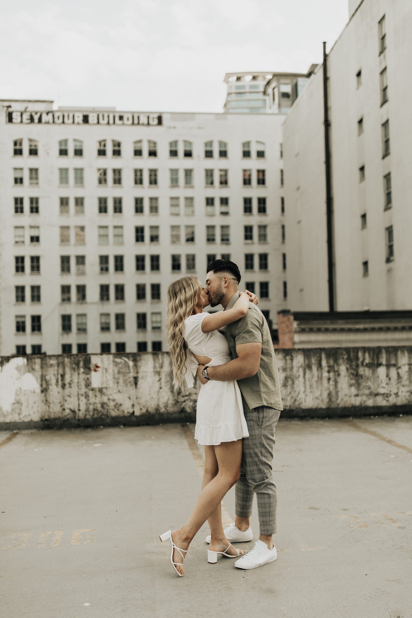 Rooftop engagement session inspiration in downtown Vancouver