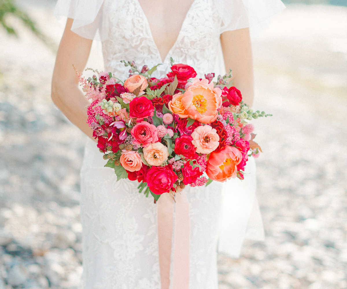 Gorgeous pink and coral blooms for a bridal bouquet inspiration