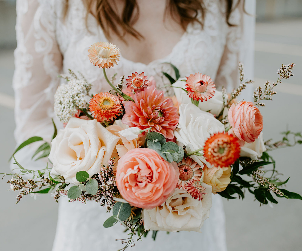 Coral and peach bridal bouquet inspiration 
