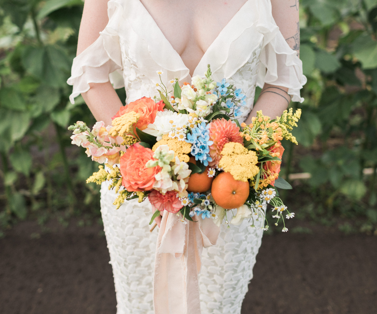 Summer and spring bridal bouquet inspiration with pastel and coral