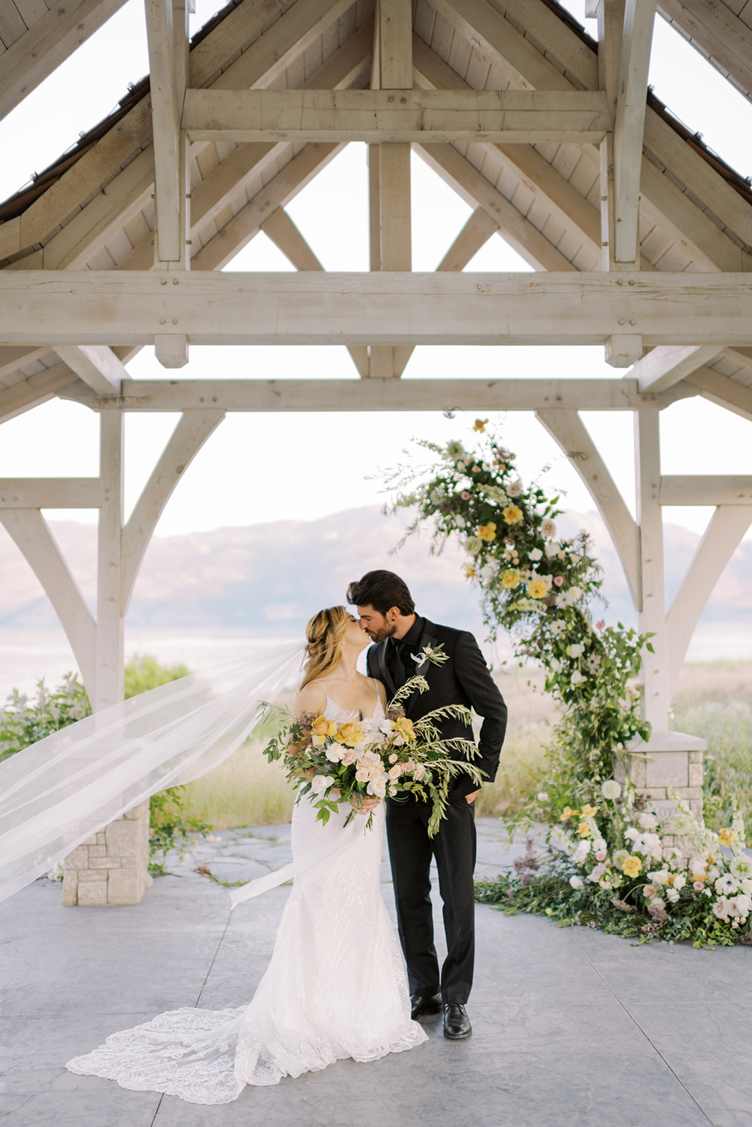 Golden-toned Florals and Black Tie Attire in this Sanctuary Gardens Styled Wedding Inspiration