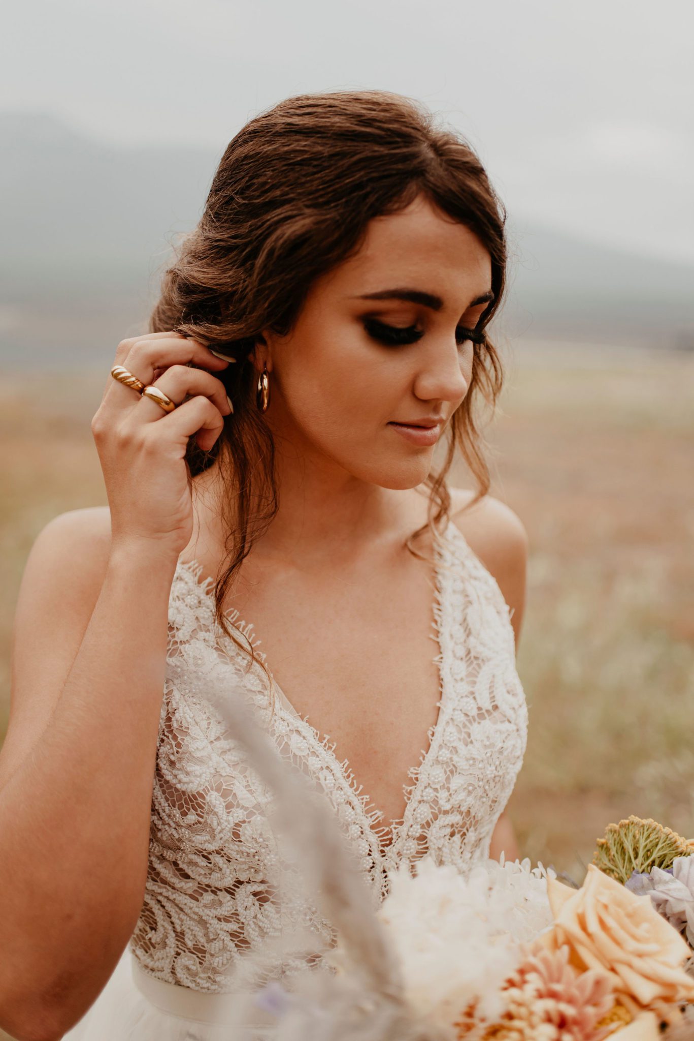 Gold boho bride jewelry from House of Vi
