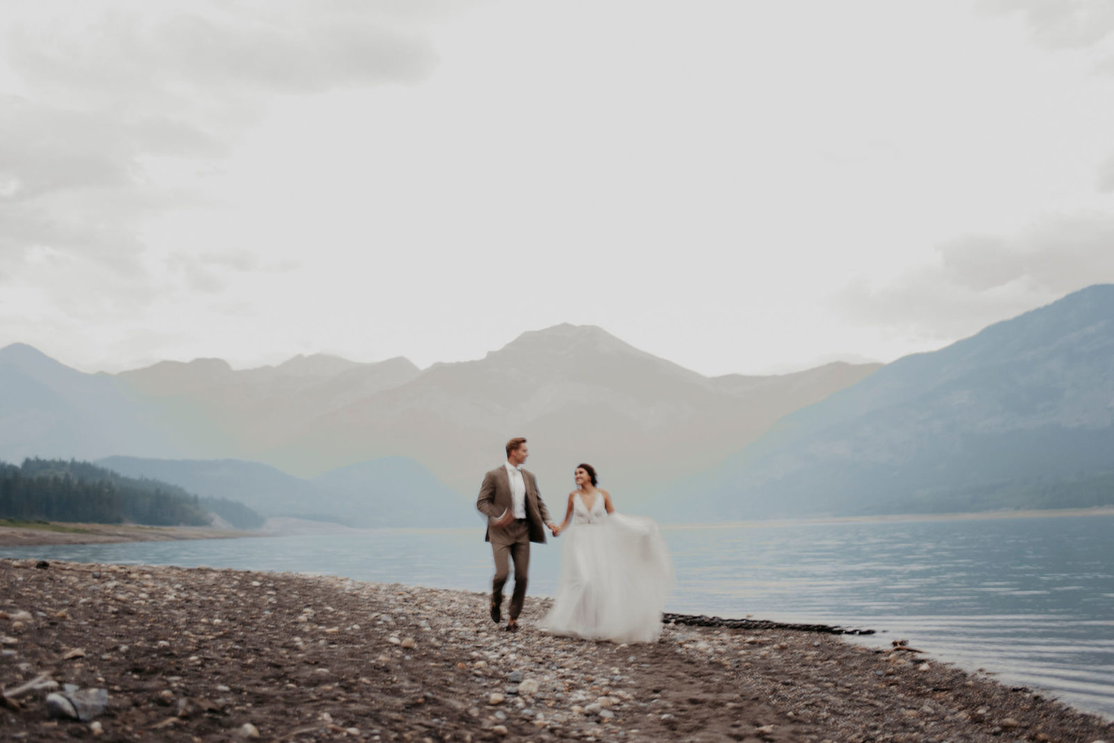 Blue hour wedding portraits in the mountains