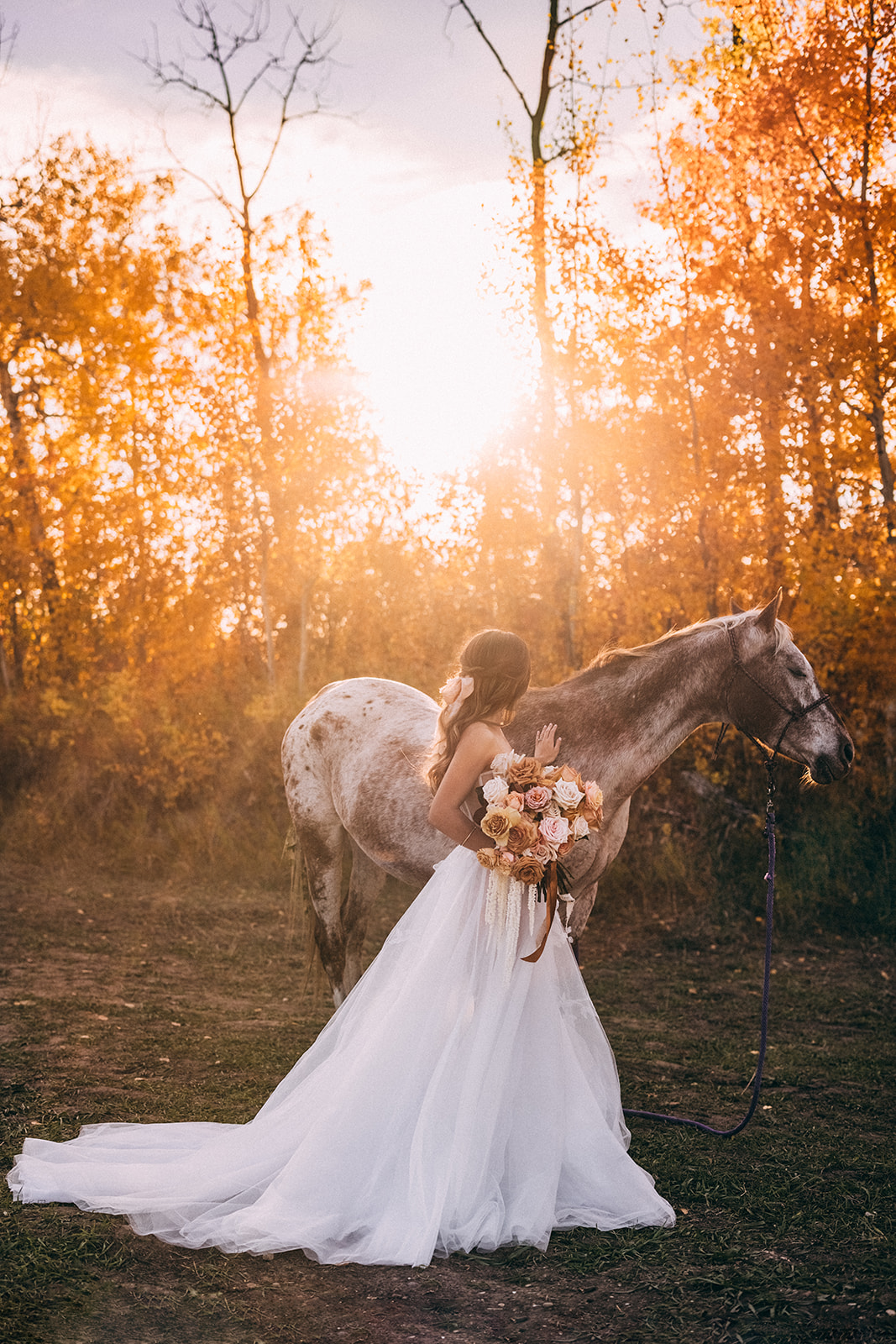 Intimate sunset wedding ceremony with intimate portiture