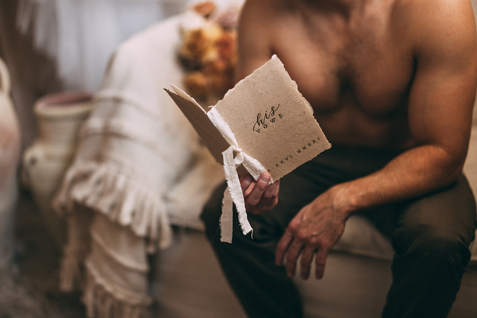 Wedding day boudoir photos for him and her