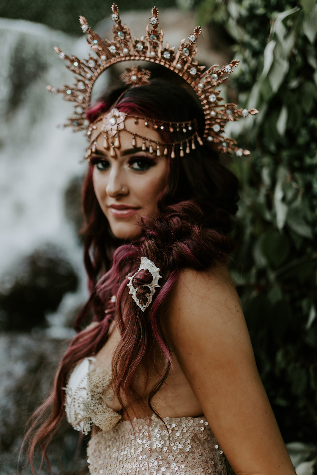 Dreamy mermaid inspiration with bohemian crown