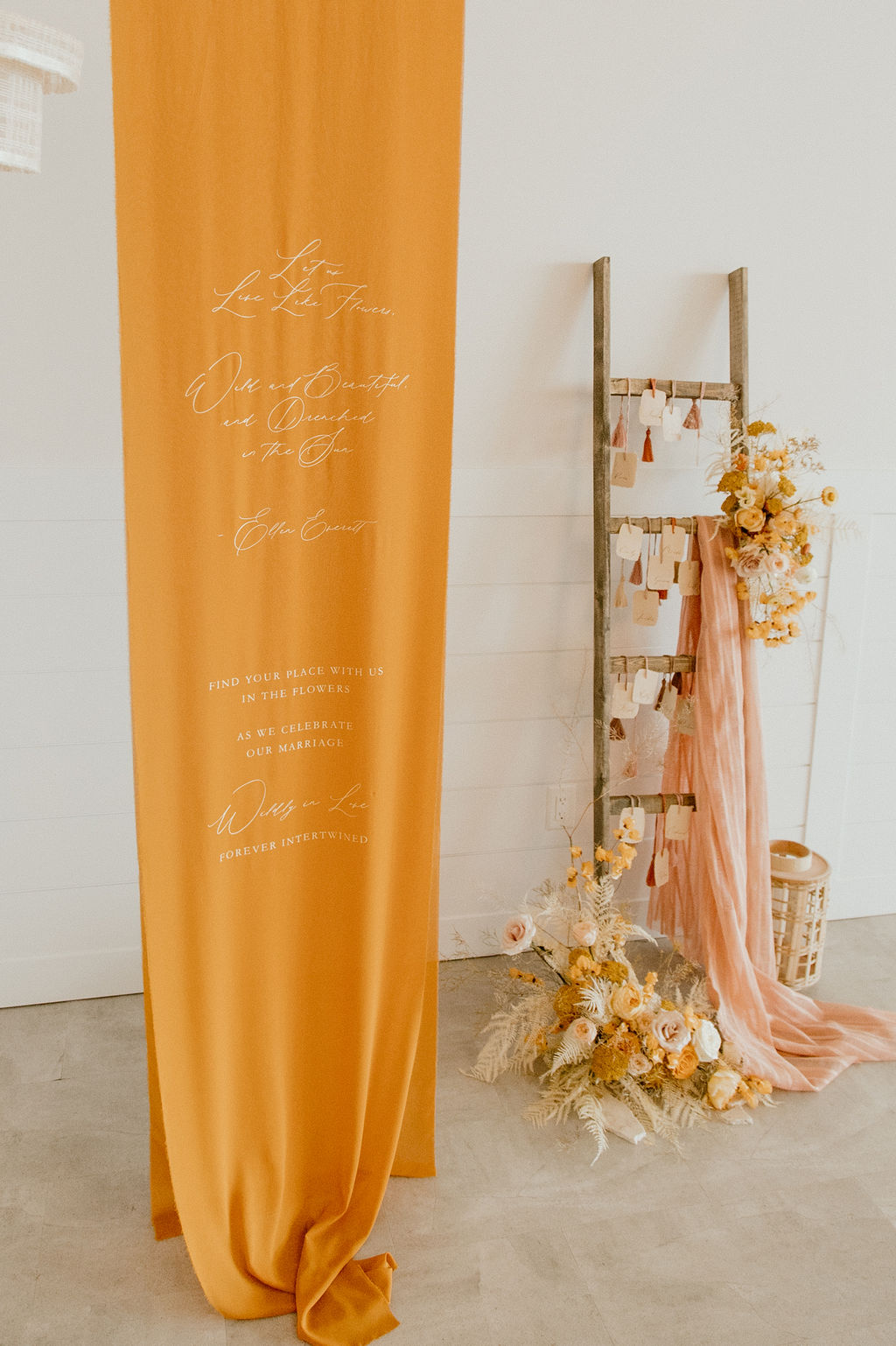 Wedding ceremony tapestry for fall wedding decor inspiration