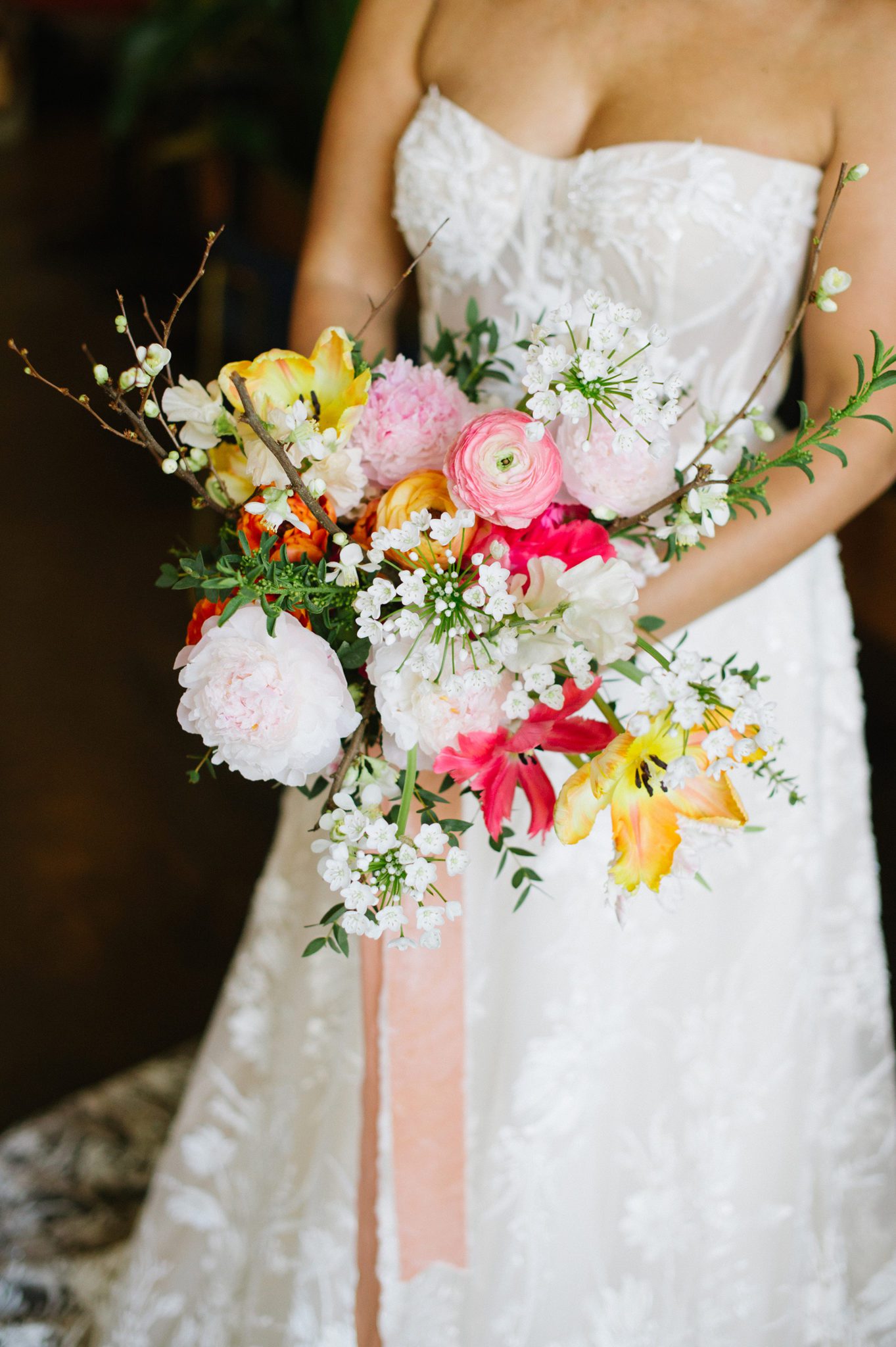 Bright bridal bouquet perfect for a spring wedding