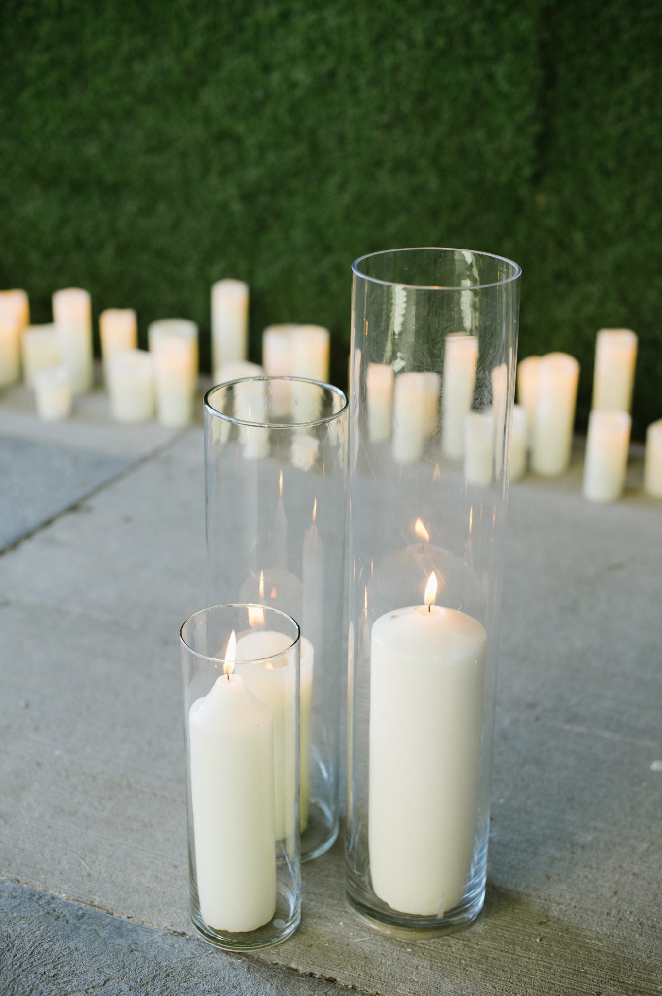 Wedding ceremony decor with white candles