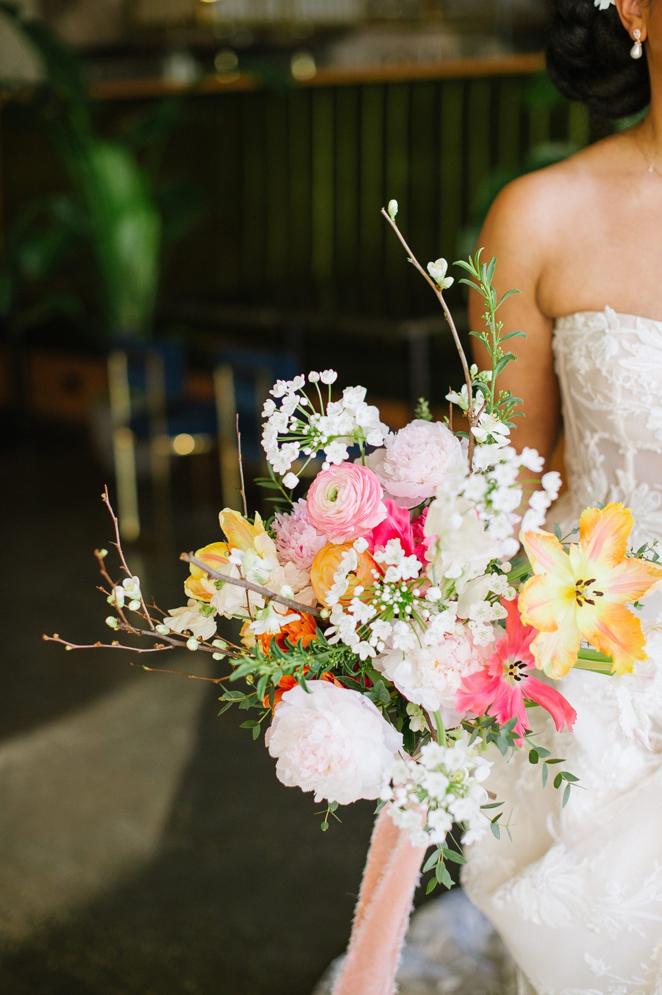 Brightly coloured florals for a spring wedding