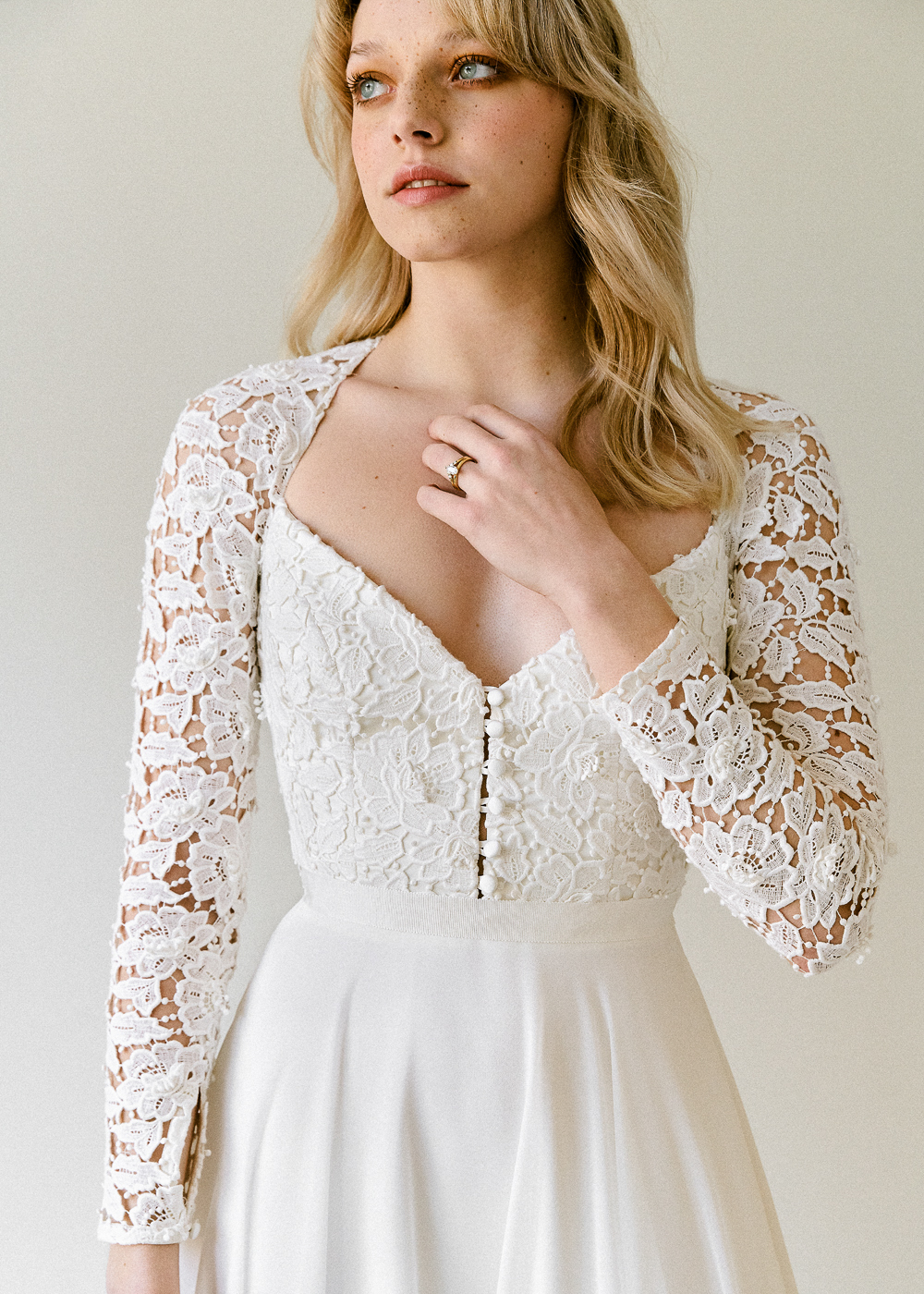 Romantic lace wedding gown by Truvelle