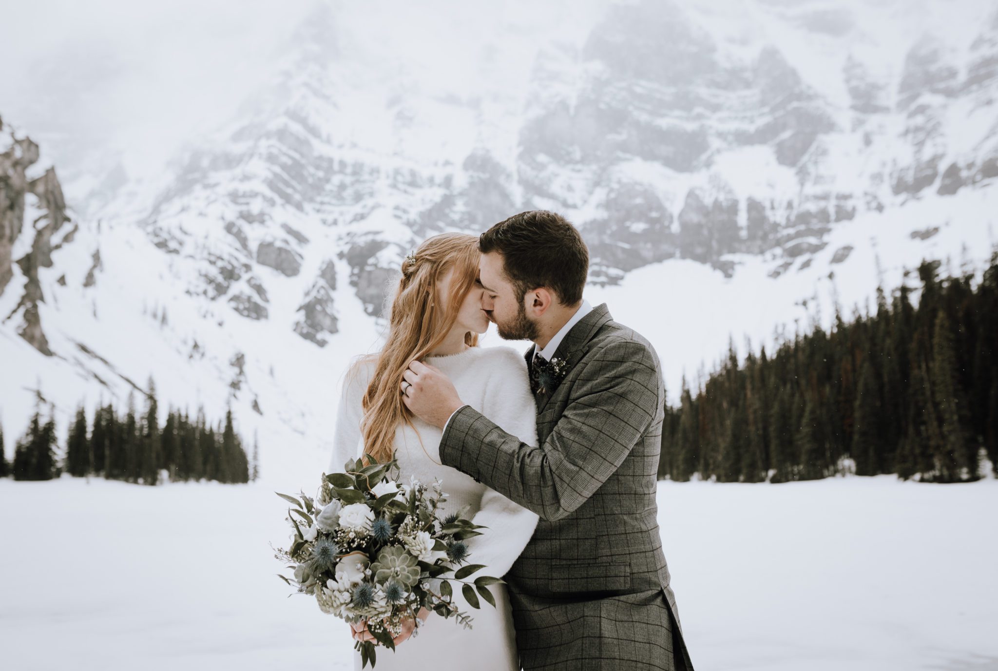 Rawson Lake winter elopement in Kananaskis Alberta