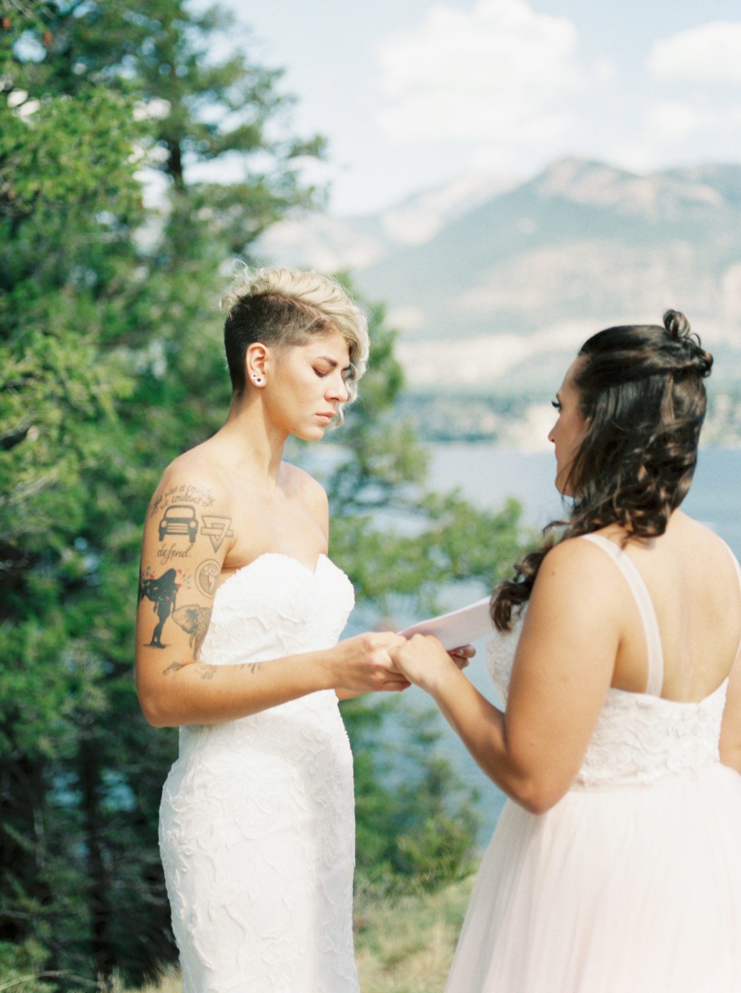 Handwritten wedding vows exchanged lakeside at an Invermere wedding ceremony