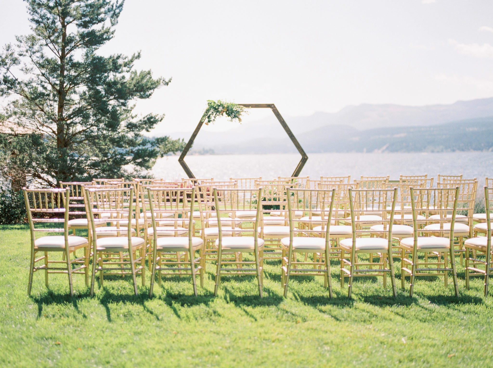 Wedding ceremony decor inspiration for a lakeside mountain Invermere wedding ceremony