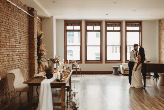 Moody styling for a downtown Calgary wedding venue