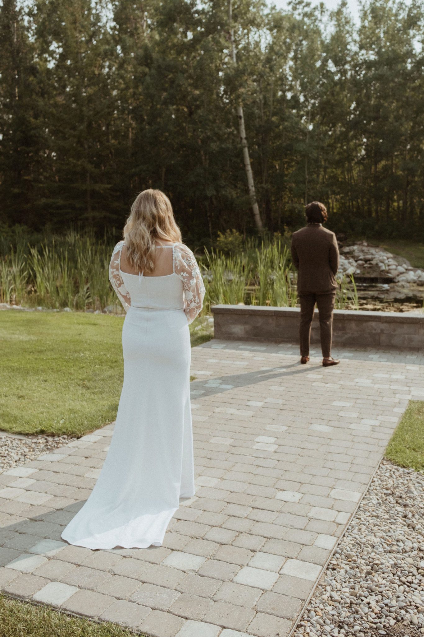 First look for this cottage core surprise wedding, bridal dress from Park & Fifth, outdoor summer wedding inspiration
