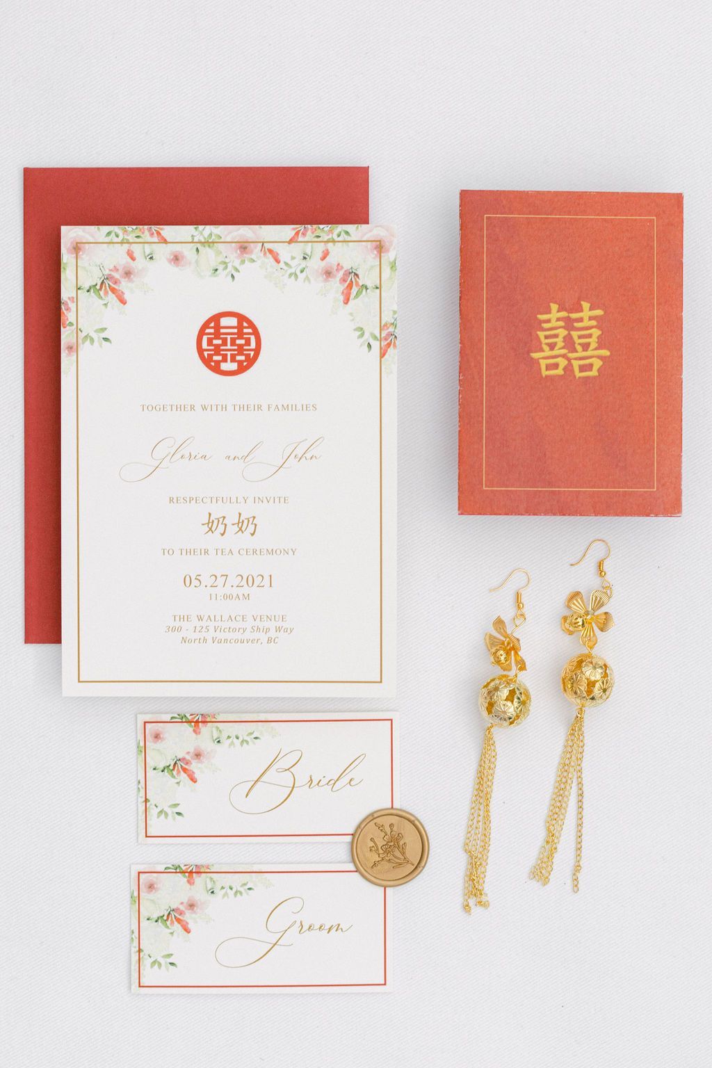 Bright Red Asian Cultural Wedding Invitation inspiration at this Asian Traditional meets modern wedding in Vancouver.
