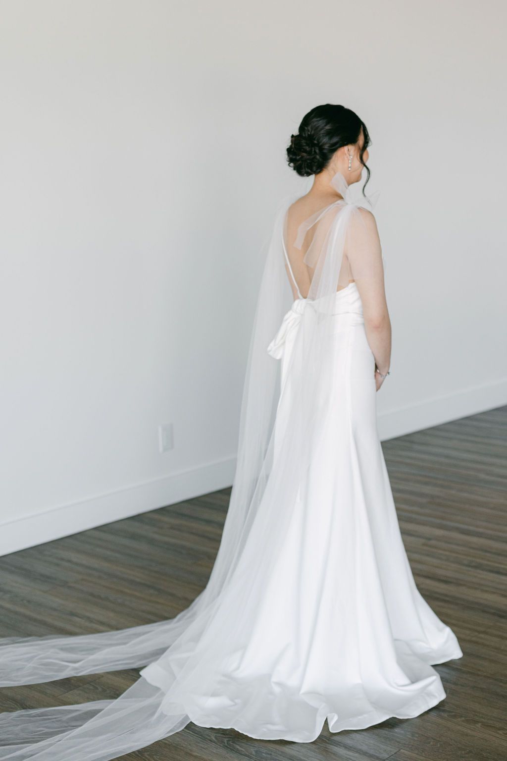Bridal Inspiration, White wedding dress with sheer capelet sleeves