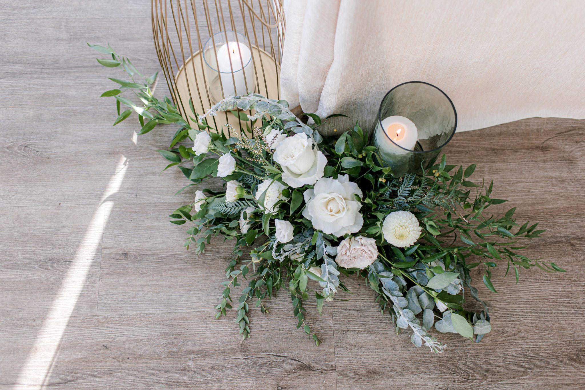 Blush and green palette in classic Canmore wedding. 