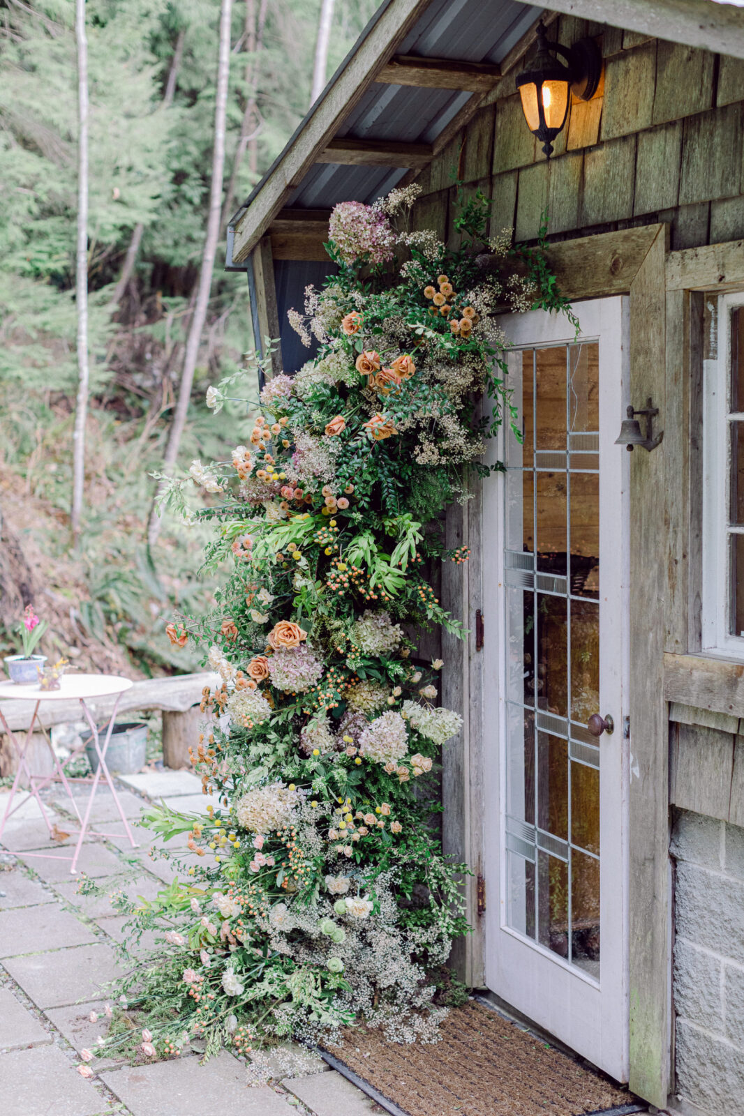 Greenhouse wedding with draped lush florals, vintage meets modern, fall wedding inspiration,