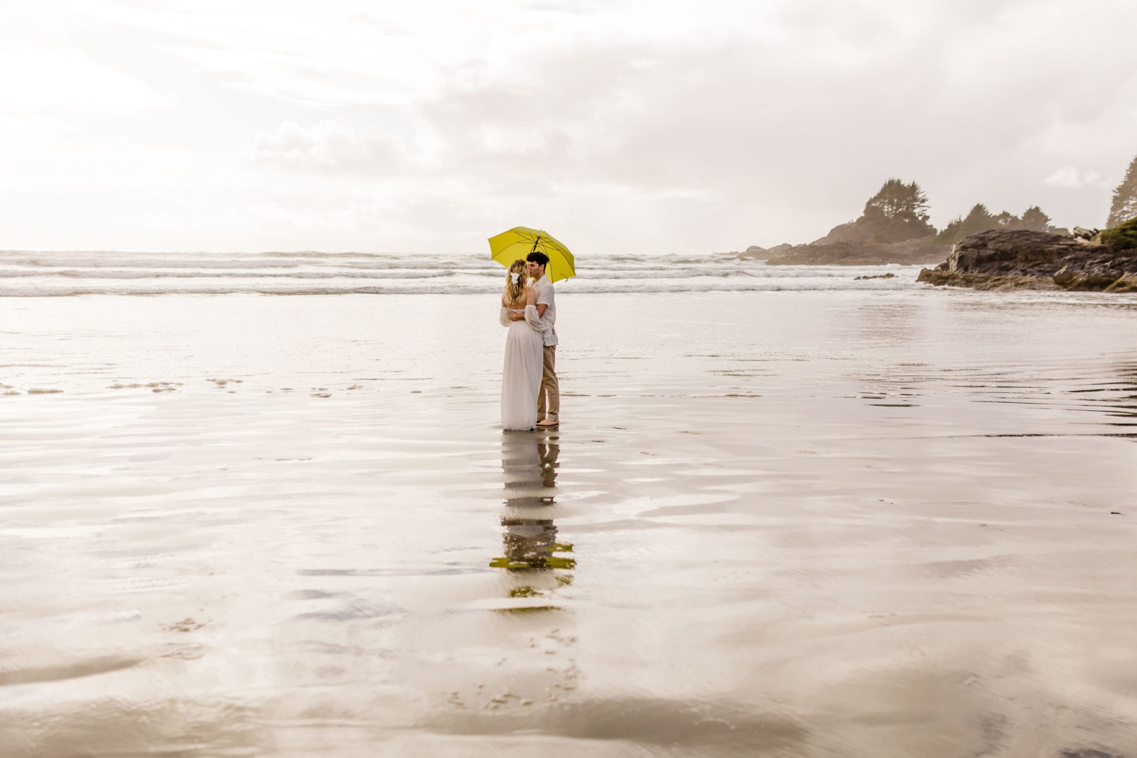 Creative engagement session on beaches of Tofino, beach portraits, beach engagement