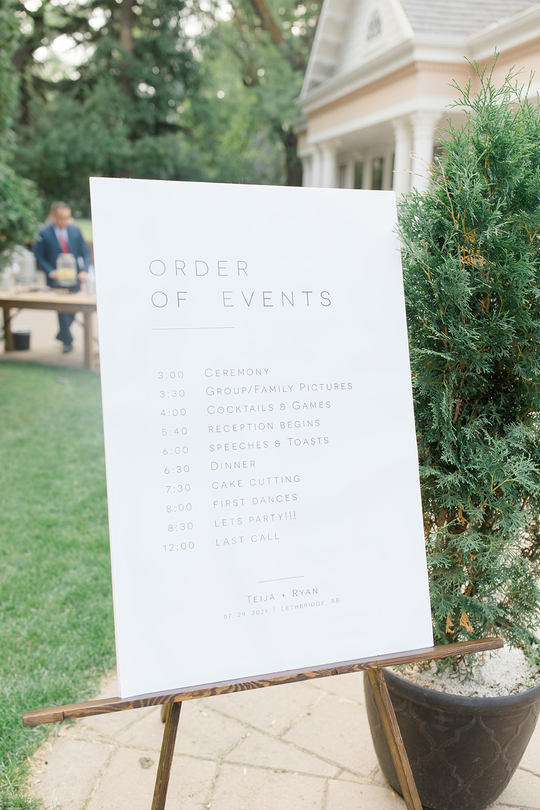 Wedding order of events, modern wedding signage